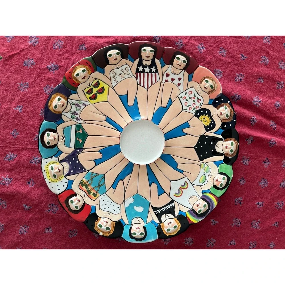 Vintage Funseekers Water Ballet Chip and Dip Plate Platter Janis Joplin Kitschy